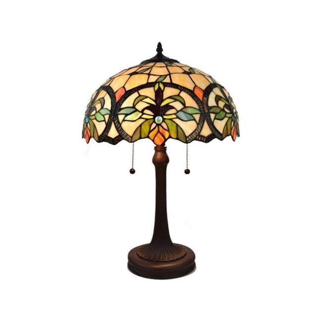 Antique Bronze 16.5" Tiffany Style Stained Glass Table Lamp