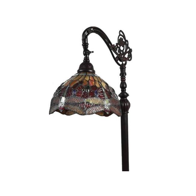 Adjustable Bronze Tiffany Style Stained Glass Floor Lamp