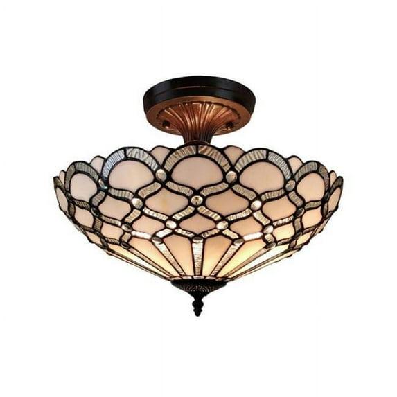 Amora Lighting Tiffany Style Ceiling Fixture Lamp 17" Wide