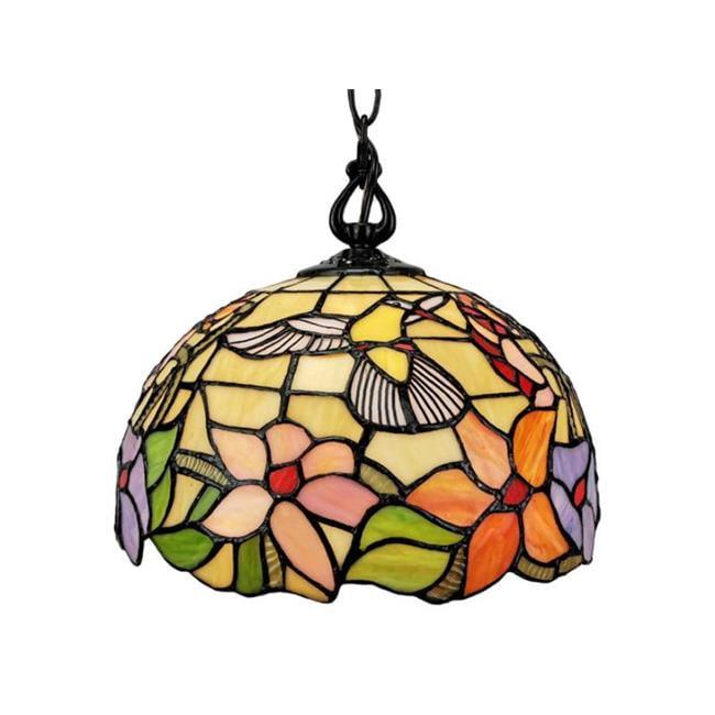 Vintage Tiffany Style 15" Brown Glass Pendant Lamp