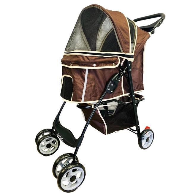 Amoroso Baby 6748 4 Wheel Pet Stroller for Cats & Dogs - Brown & White