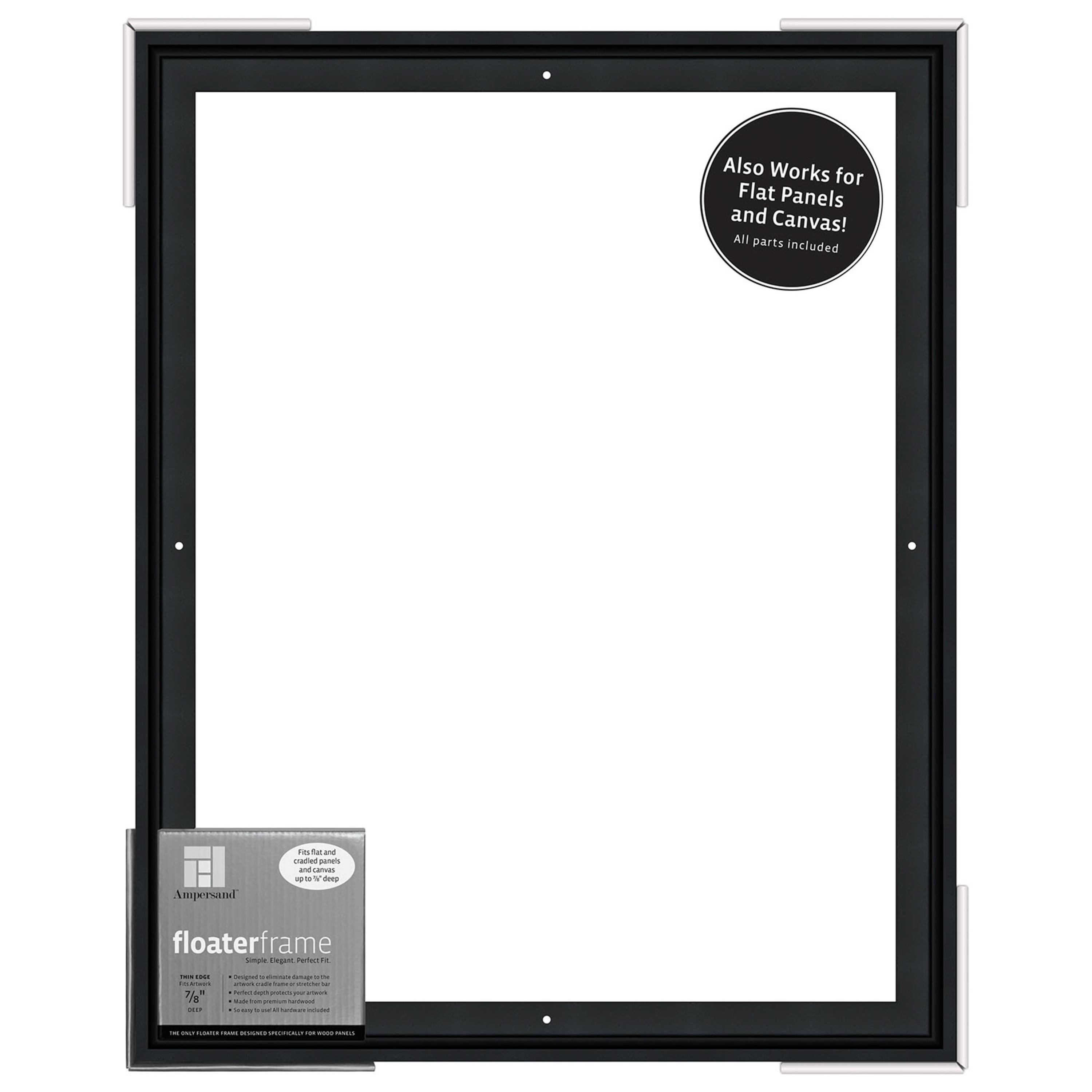 Ampersand Art Floaterframes Thin Edge (1/4" Face) 1-1/4" Frame Profile for 7/8" Deep Artwork 16" x 20" Black