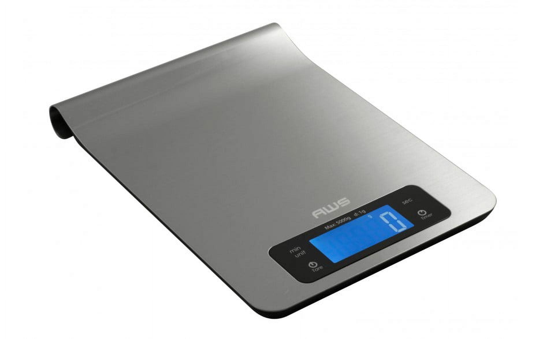 Stainless Steel Digital Kitchen Scale with Blue Backlit Display