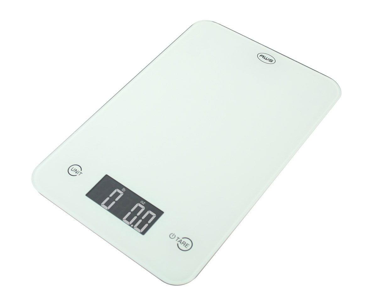 White Tempered Glass Digital Kitchen Scale with LCD Display