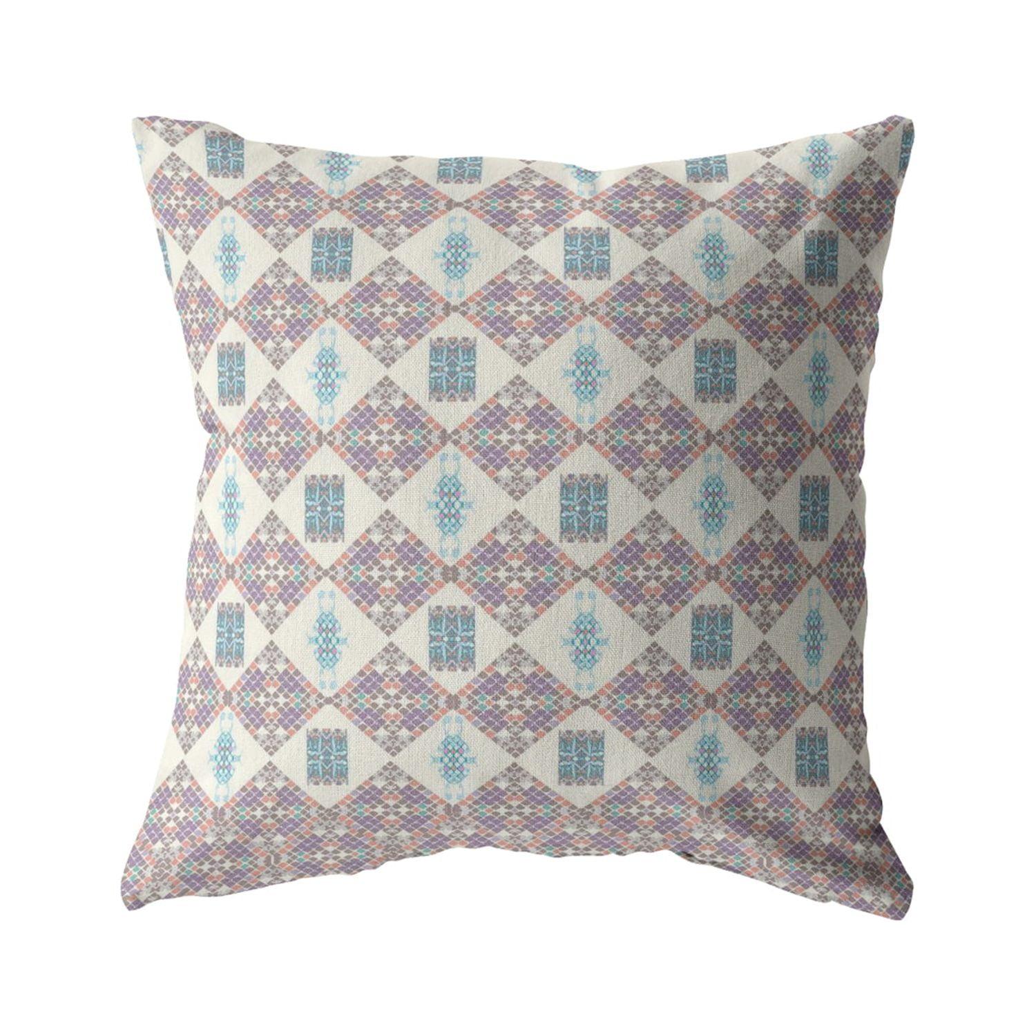 Muted Pink and Blue Double Sided Suede Pillow, 16 x 16