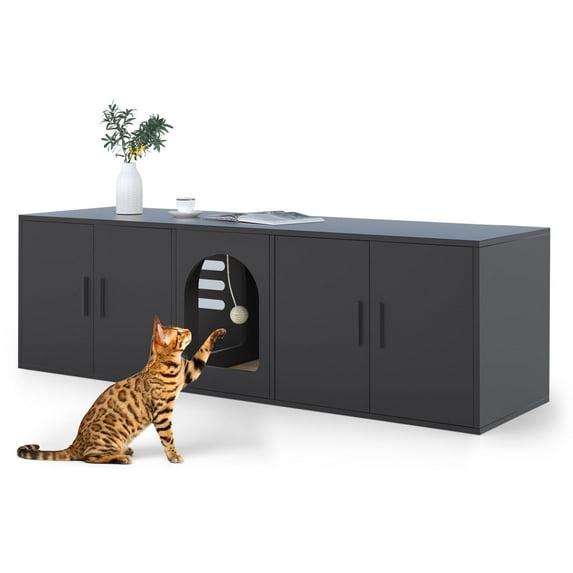 Tucker Murphy Pet™ Litter Box Enclosure for 2 Cats, Cat Litter Box Enclosure Furniture with Double Room