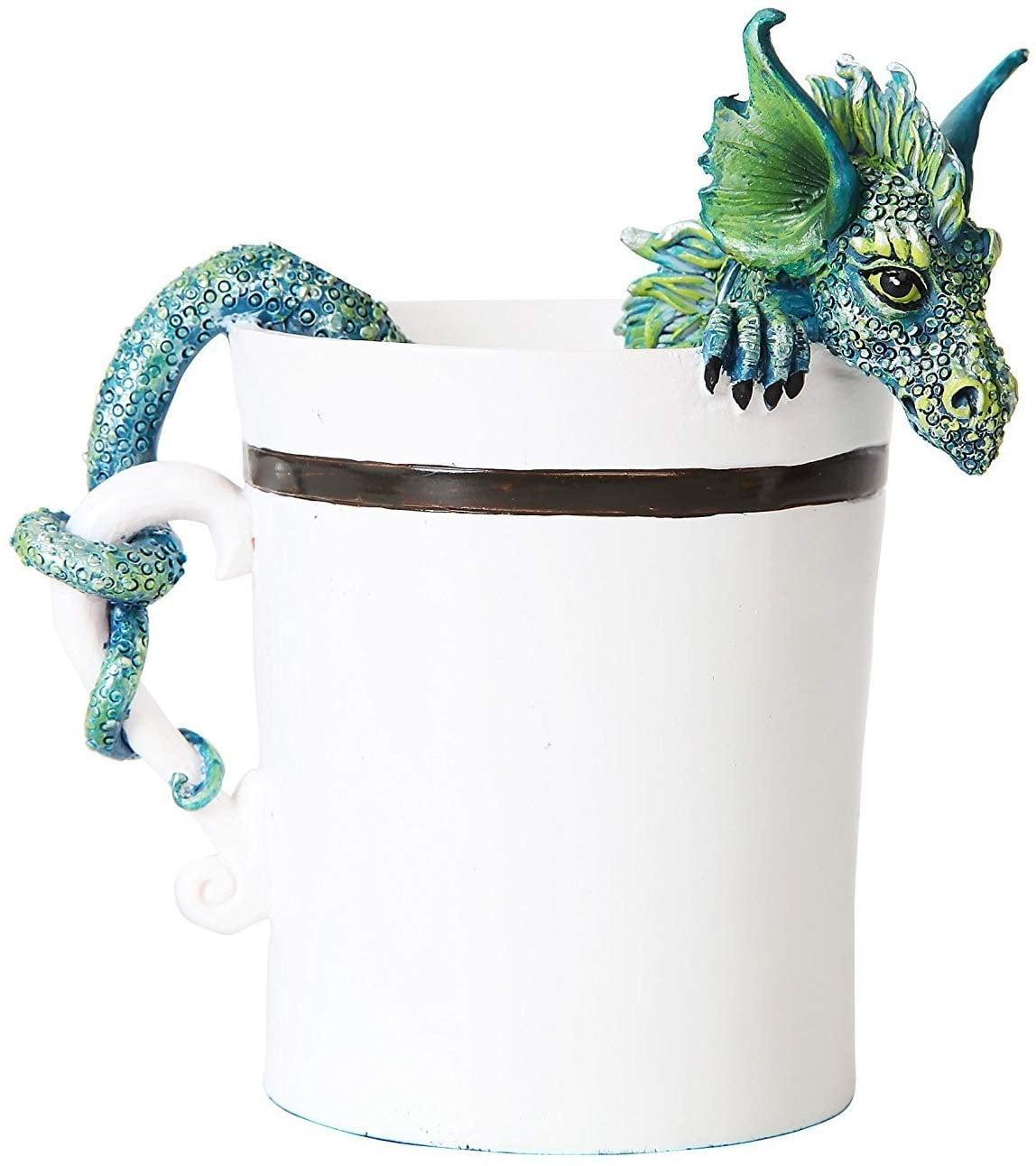PTC 4 Inch Good Morning Dragon in White Coffee Cup Statue Figurine