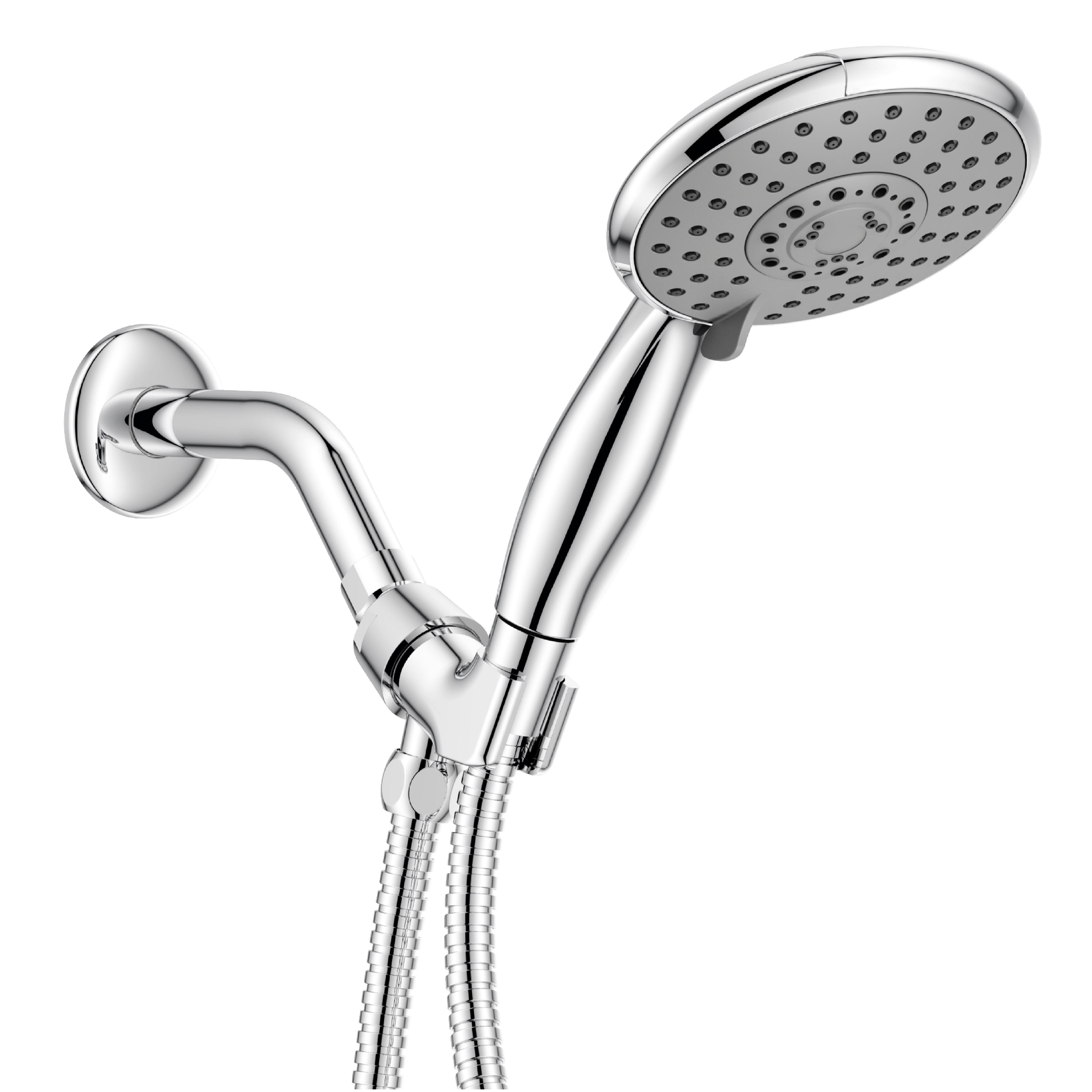 Ana Bath High-Pressure Anti-Clog 5-Inch 5- Setting Handheld Shower Head System + 96-Inch Stainless Steel Shower Hose (Chrome)