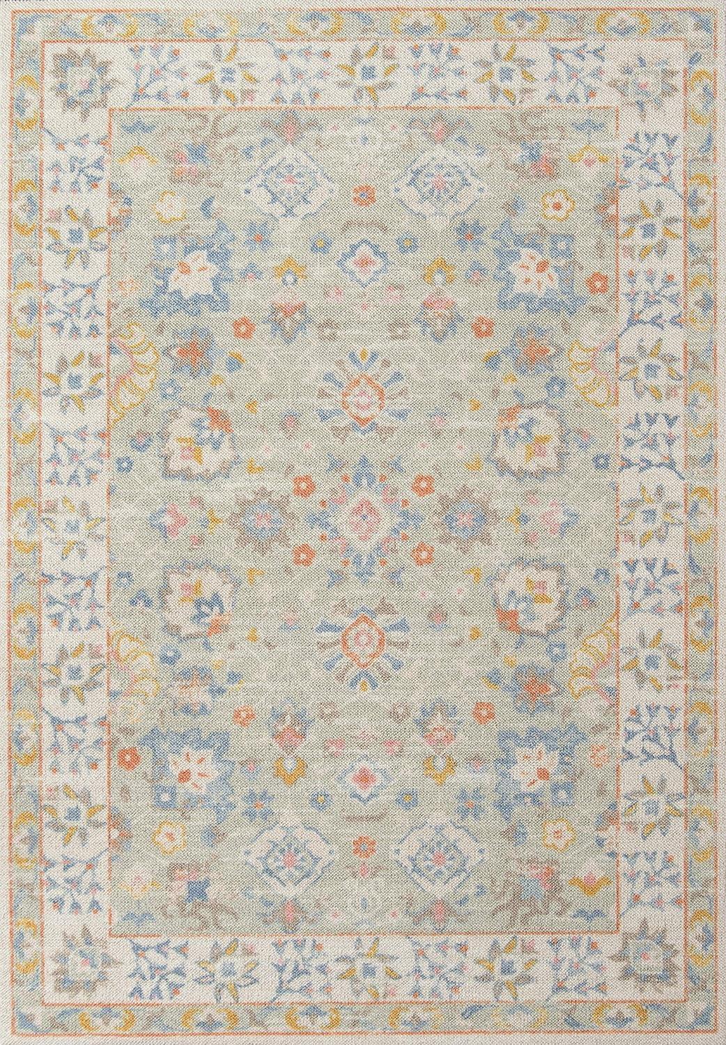 Anatolia Elegance Blue Medallion Wool Blend Rectangular Rug 5'3" x 7'6"