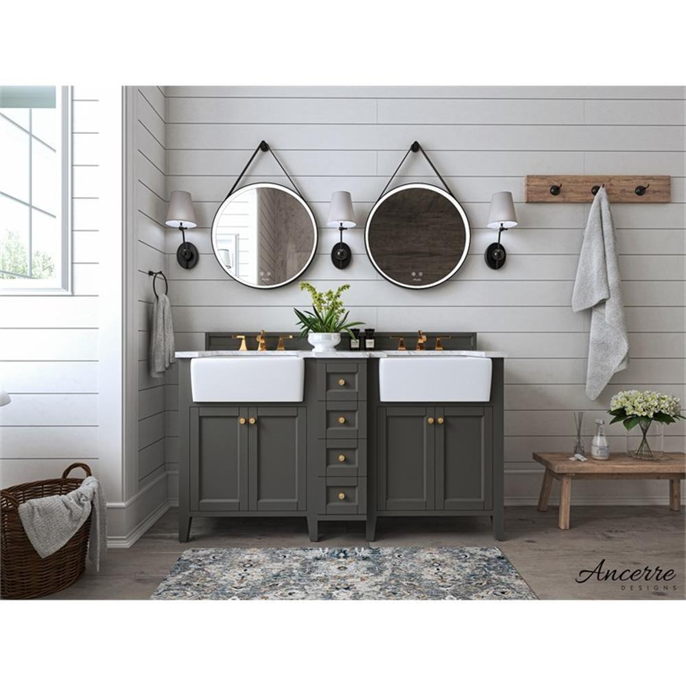 Adeline 60'' Sapphire Gray Double Bathroom Vanity with Marble Top