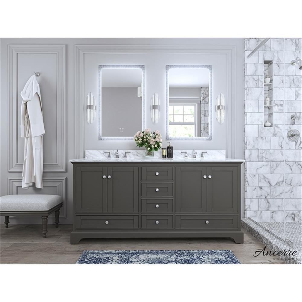 Audrey 72'' Sapphire Gray Double Bathroom Vanity with Marble Top