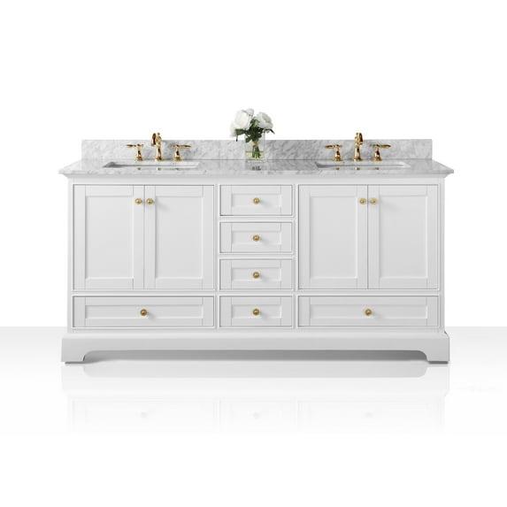 Ancerre Designs Audrey 72" Wood Bathroom Vanity Set with Gold Hardware in White