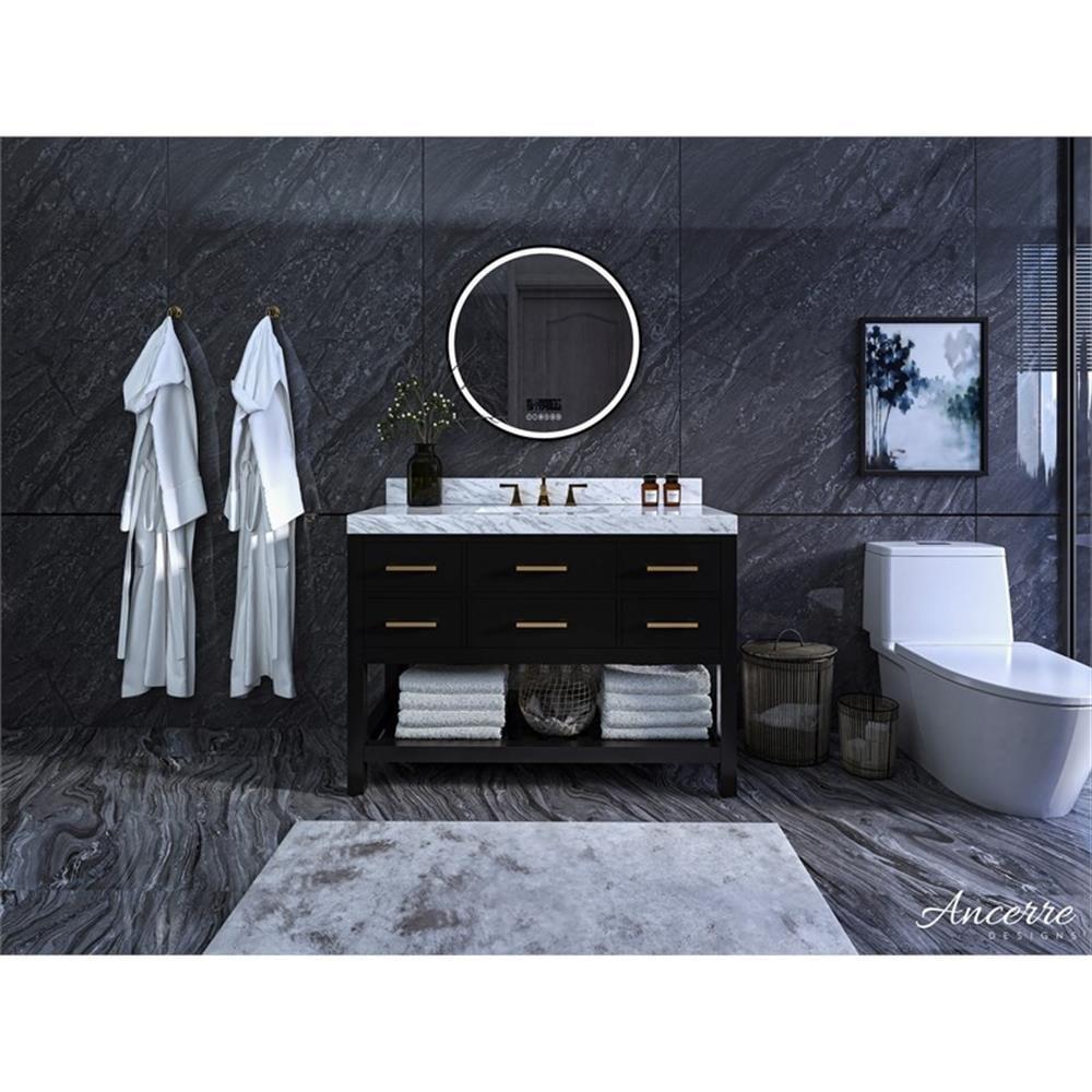 Ancerre Designs Elizabeth 48" Wood Bathroom Vanity Set in Black Onyx