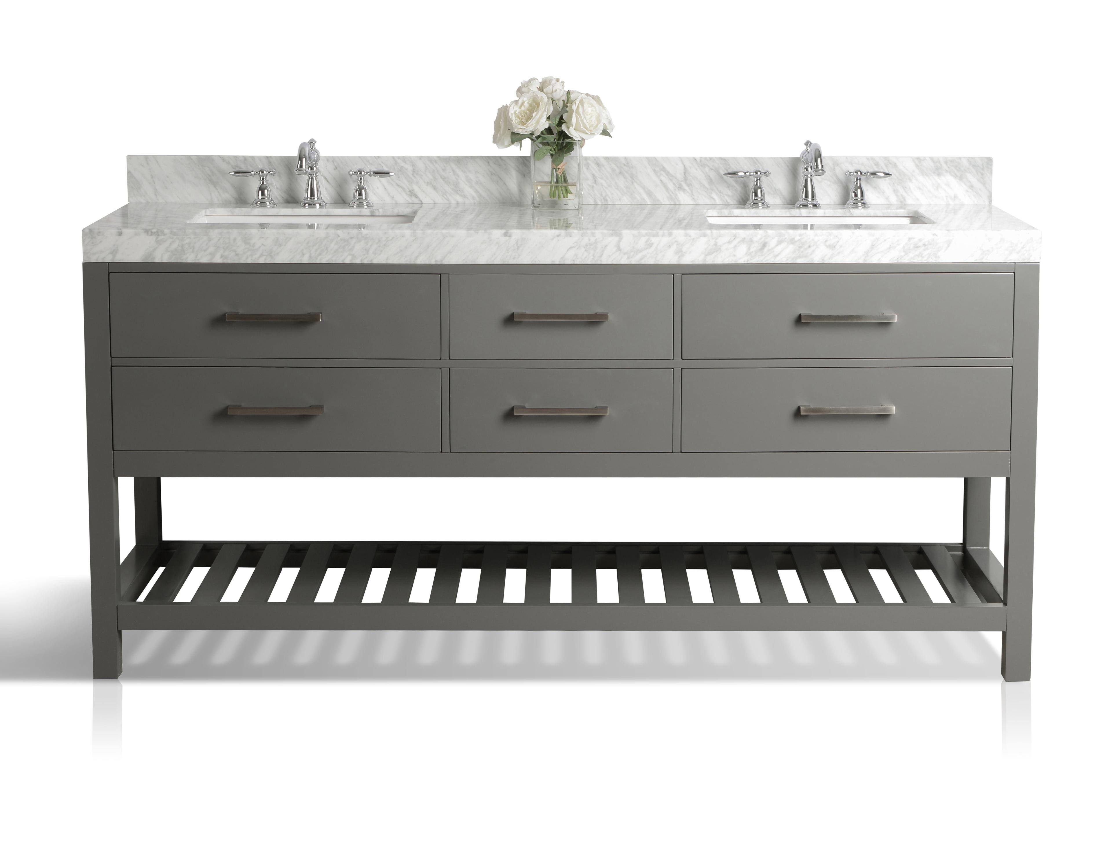 Elizabeth 72'' Sapphire Gray Double Sink Vanity with Marble Top