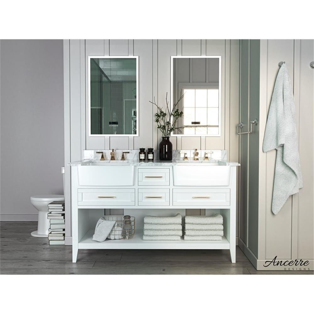 Ancerre Designs Hayley 60" Farmhouse Wood Bathroom Vanity Set in White