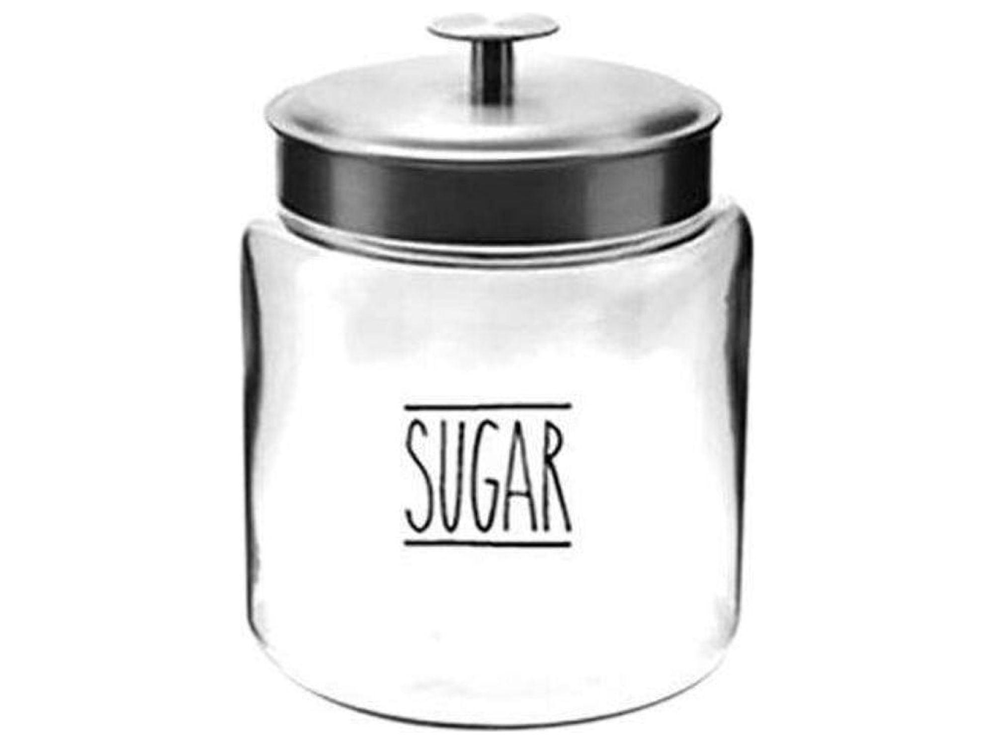 Clear Glass 96oz Sugar Jar with Stainless Steel Lid