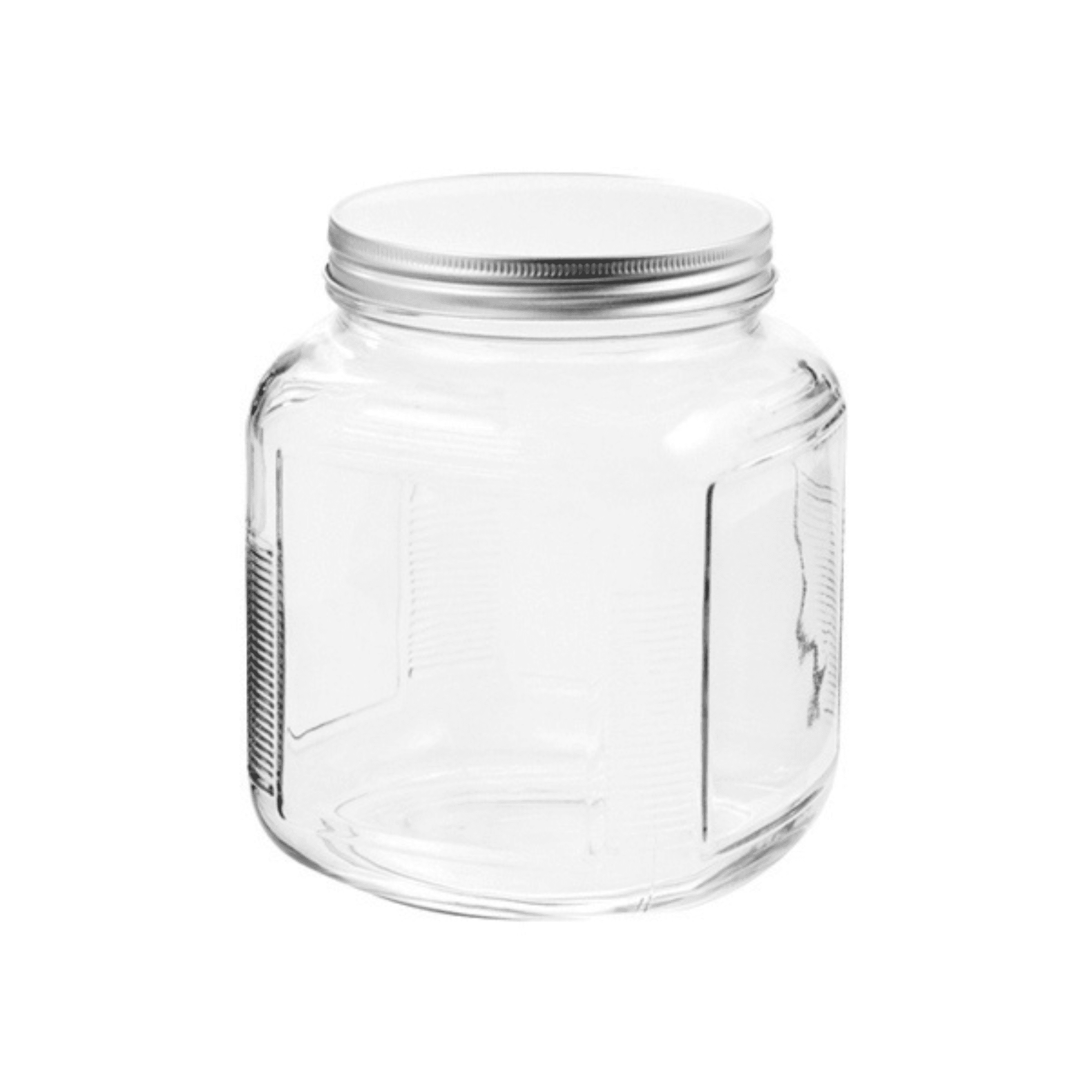 Clear Glass 2-Quart Food Storage Jar with Metal Lid