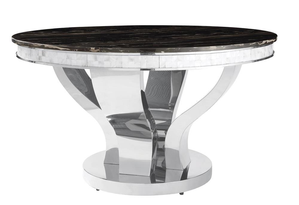 Elegant Round 51" Wood and Marble Dining Table