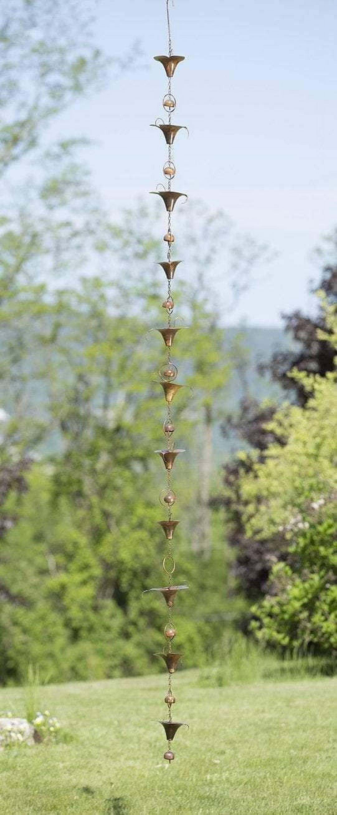 Flamed Copper Calla Lily Rain Chain with Bells, 98"