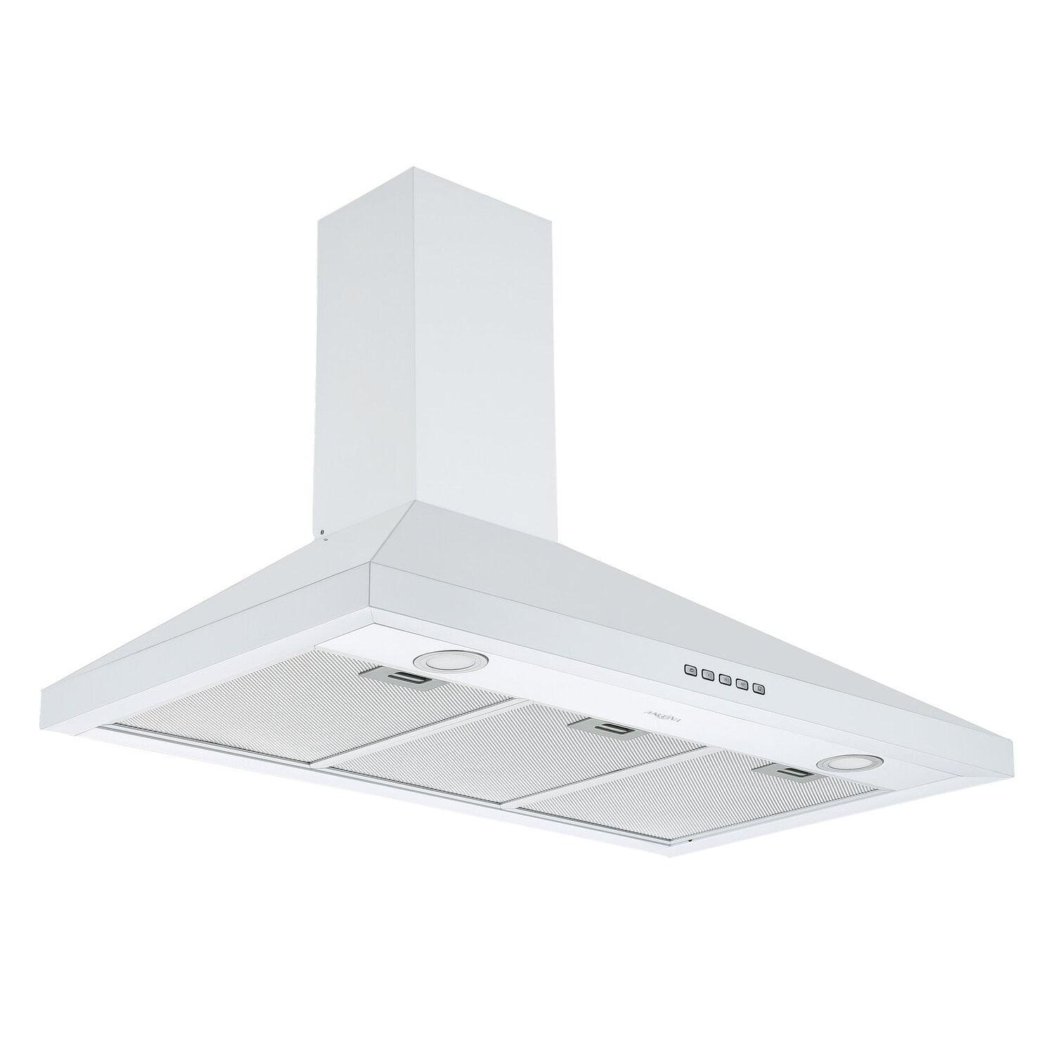 36" White Stainless Steel Convertible Wall-Mounted Range Hood