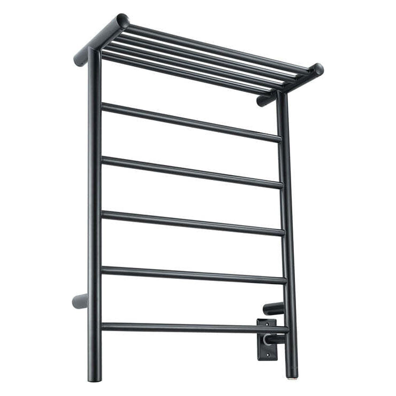 Matte Black Stainless Steel Wall Mounted Towel Warmer with Shelf