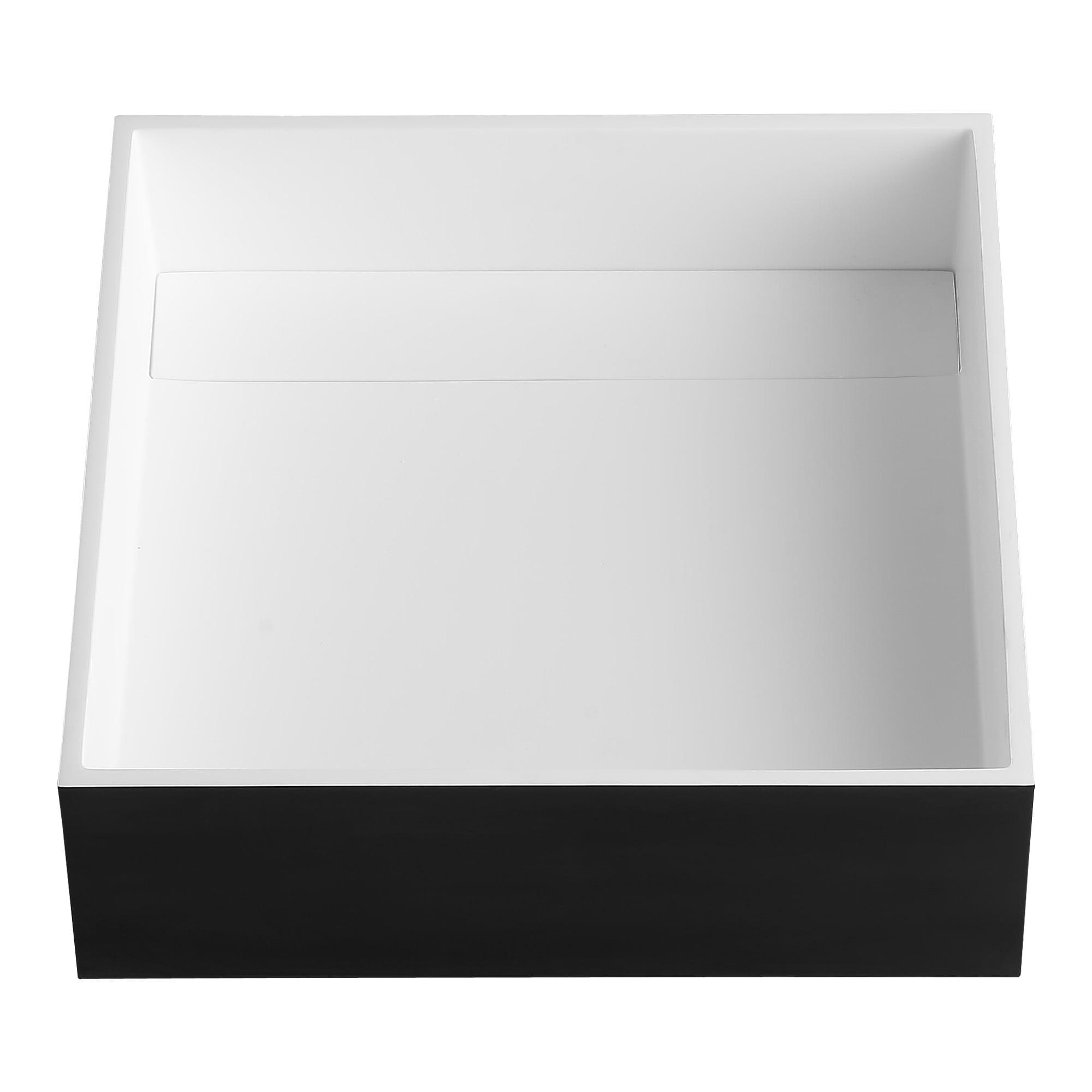 Ancona Square Pure Acrylic Stone Vessel Bathroom Sink in Matte White and Matte Black