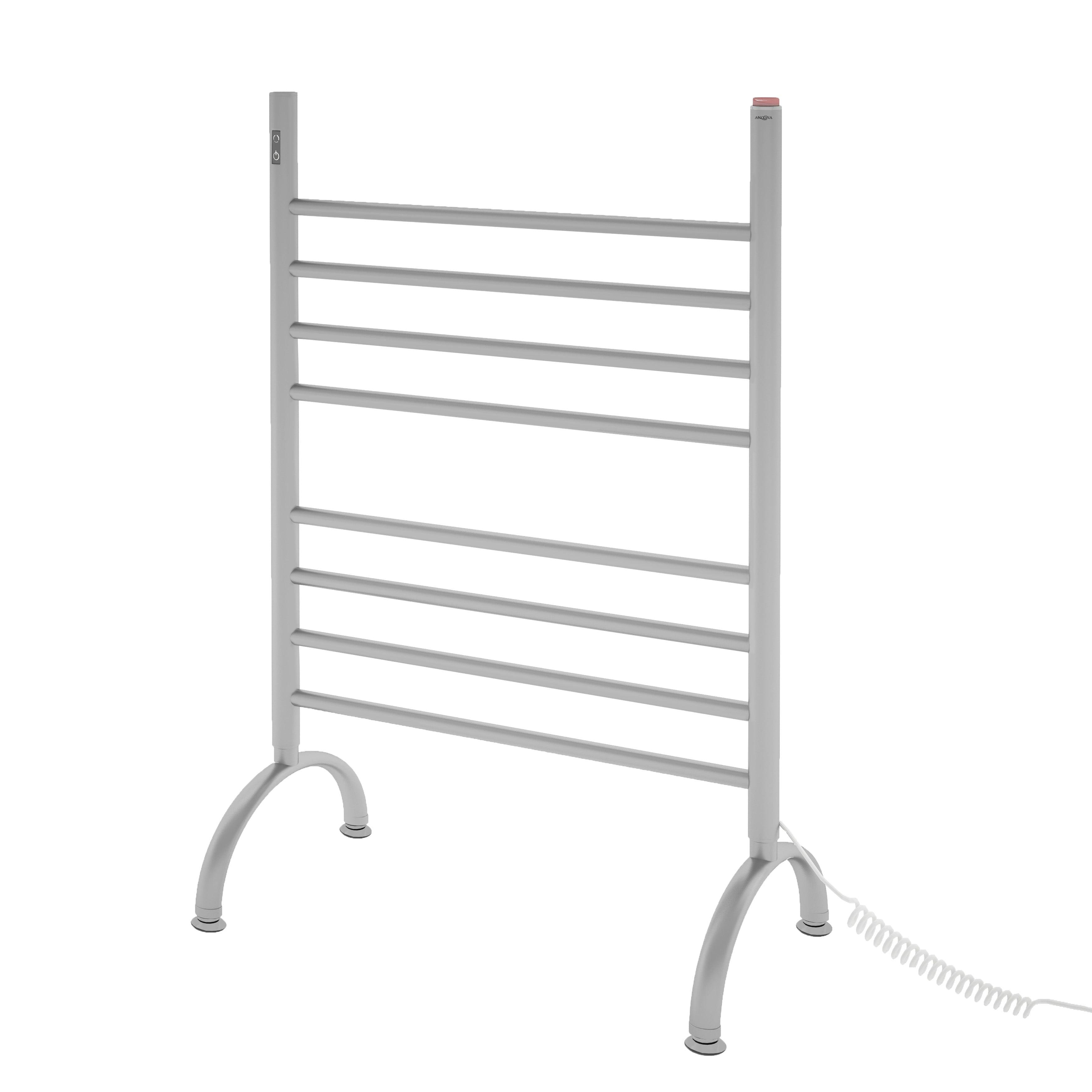 Brushed Stainless Steel 8-Bar Freestanding Towel Warmer