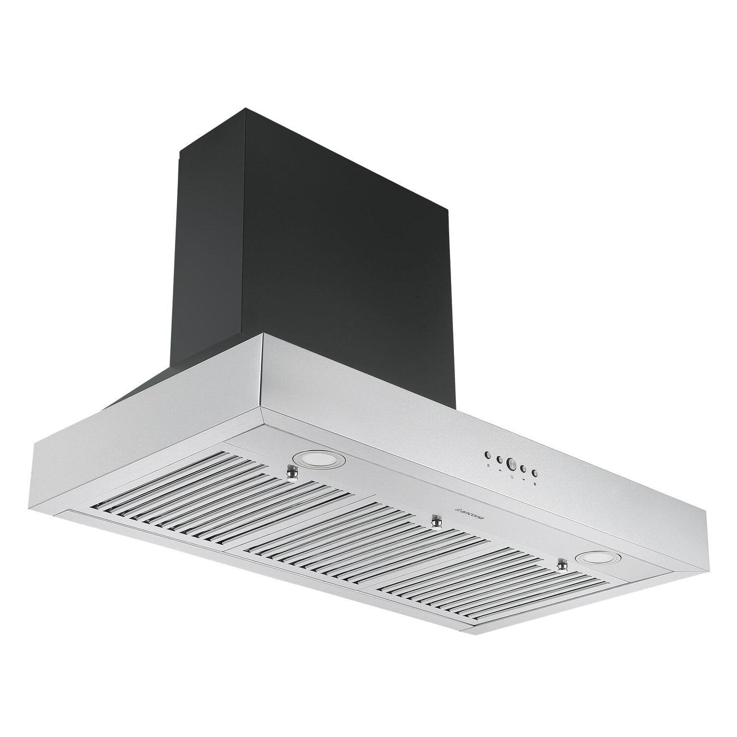 36'' Black and Stainless Steel Wall Mount Range Hood