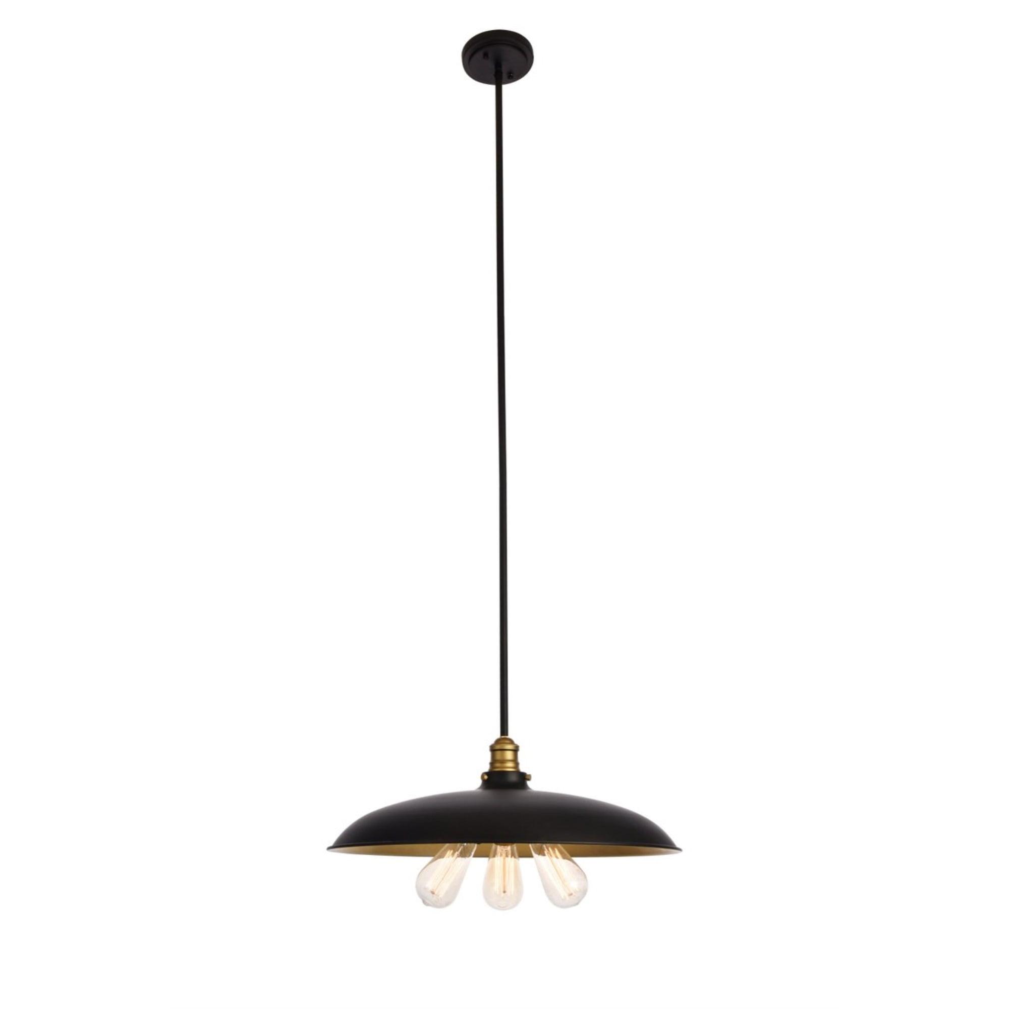 Anders 20.5" Modern Black & Brass 3-Light Down Chandelier