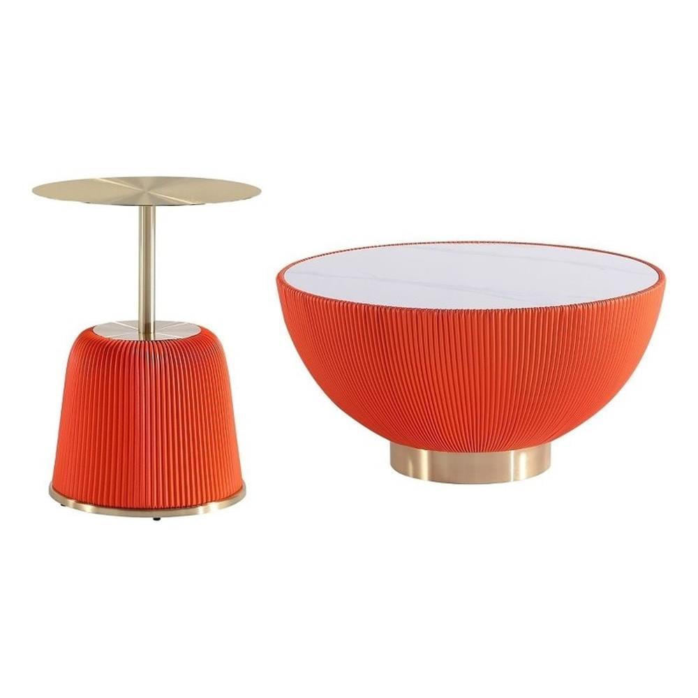 Modern Orange Steel Coffee and End Table Set