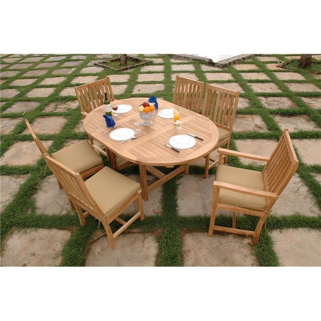 Bahama Natural Teak 6-Person Oval Extension Dining Set