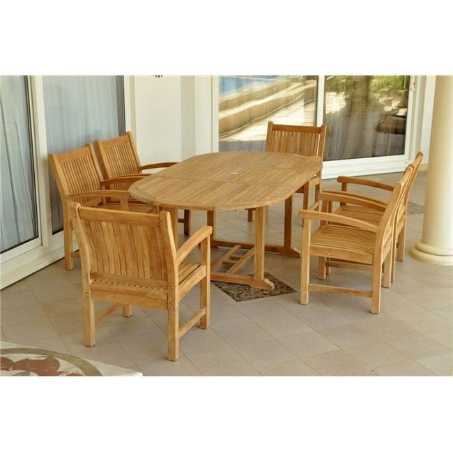 Natural Teak 6-Person Oval Outdoor Dining Set