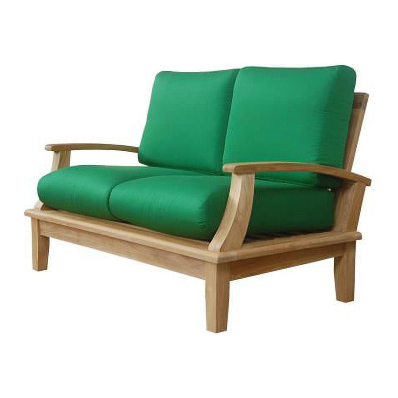 Brianna Teak Wood Loveseat with Green Cushions