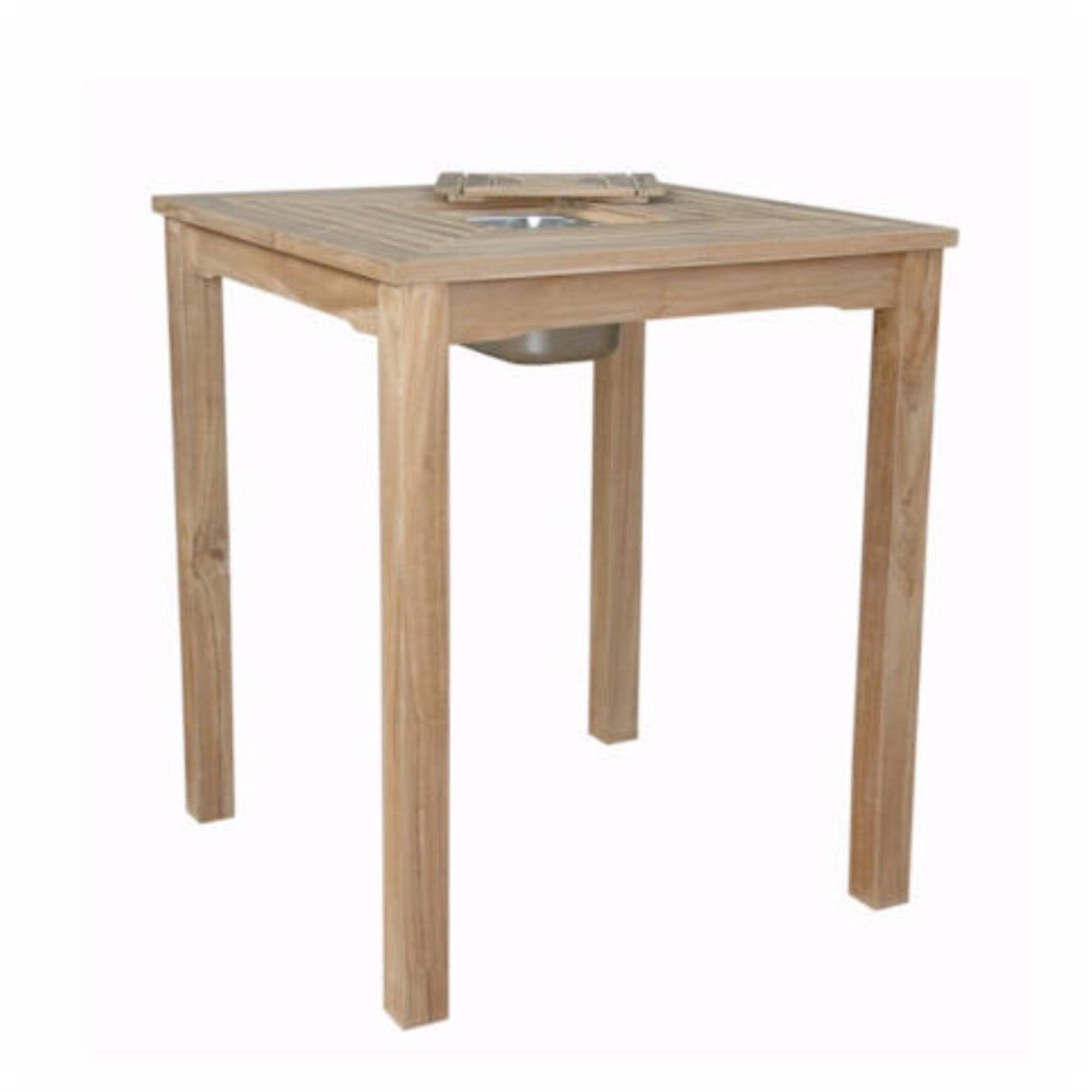 Chatsworth Teak Bar Table with Stainless Steel Ice Chiller