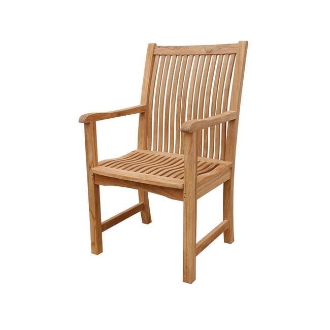 Chicago Teak Outdoor Dining Armchair with Slatted Back