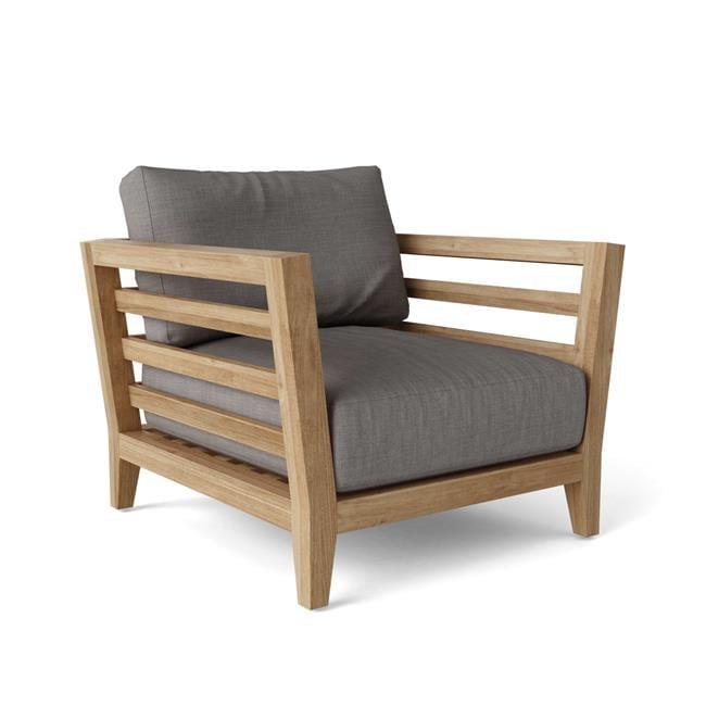 Cordoba Teak and Gray Cushioned Outdoor Lounge Chair