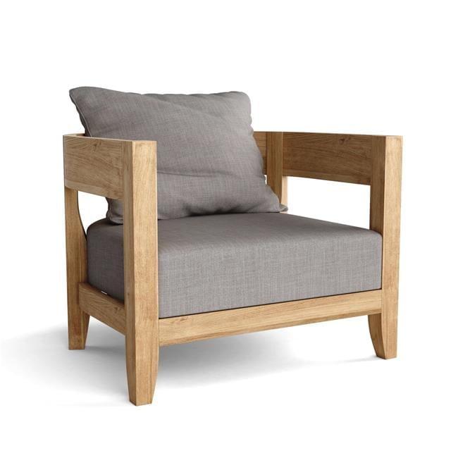 Natural Teak Outdoor Lounge Chair with Gray Cushions