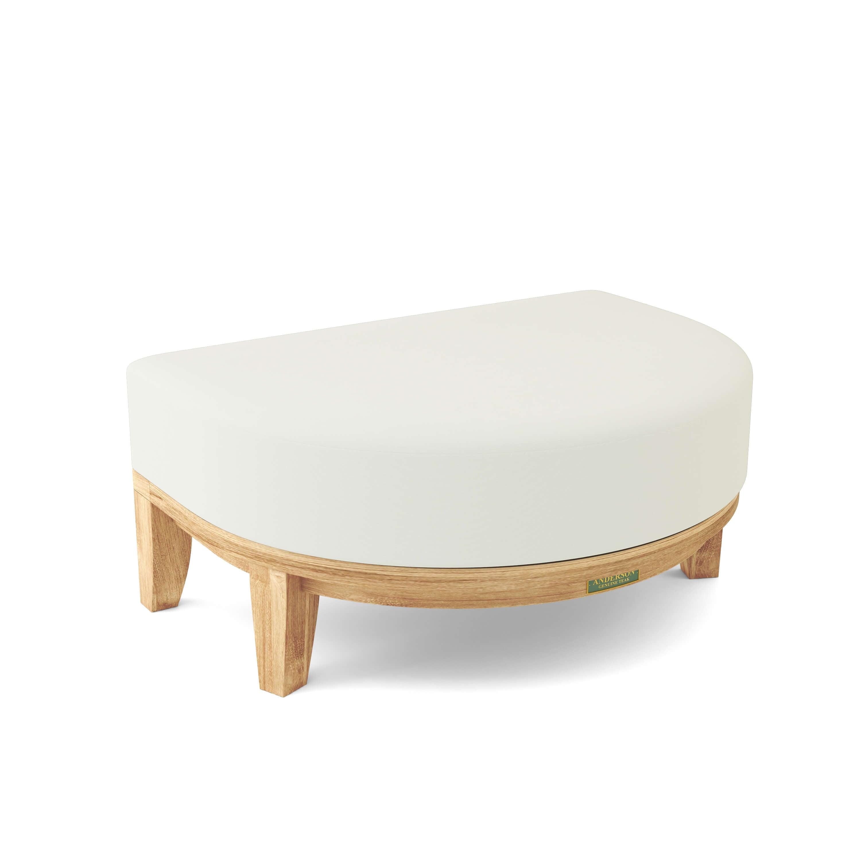 Anderson Teak Coronado Sunbrella & Teak Outdoor Ottoman. Canvas Natural
