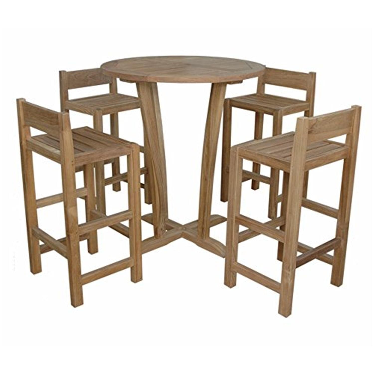 Descanso Natural Teak 5-Piece Bar Table Set