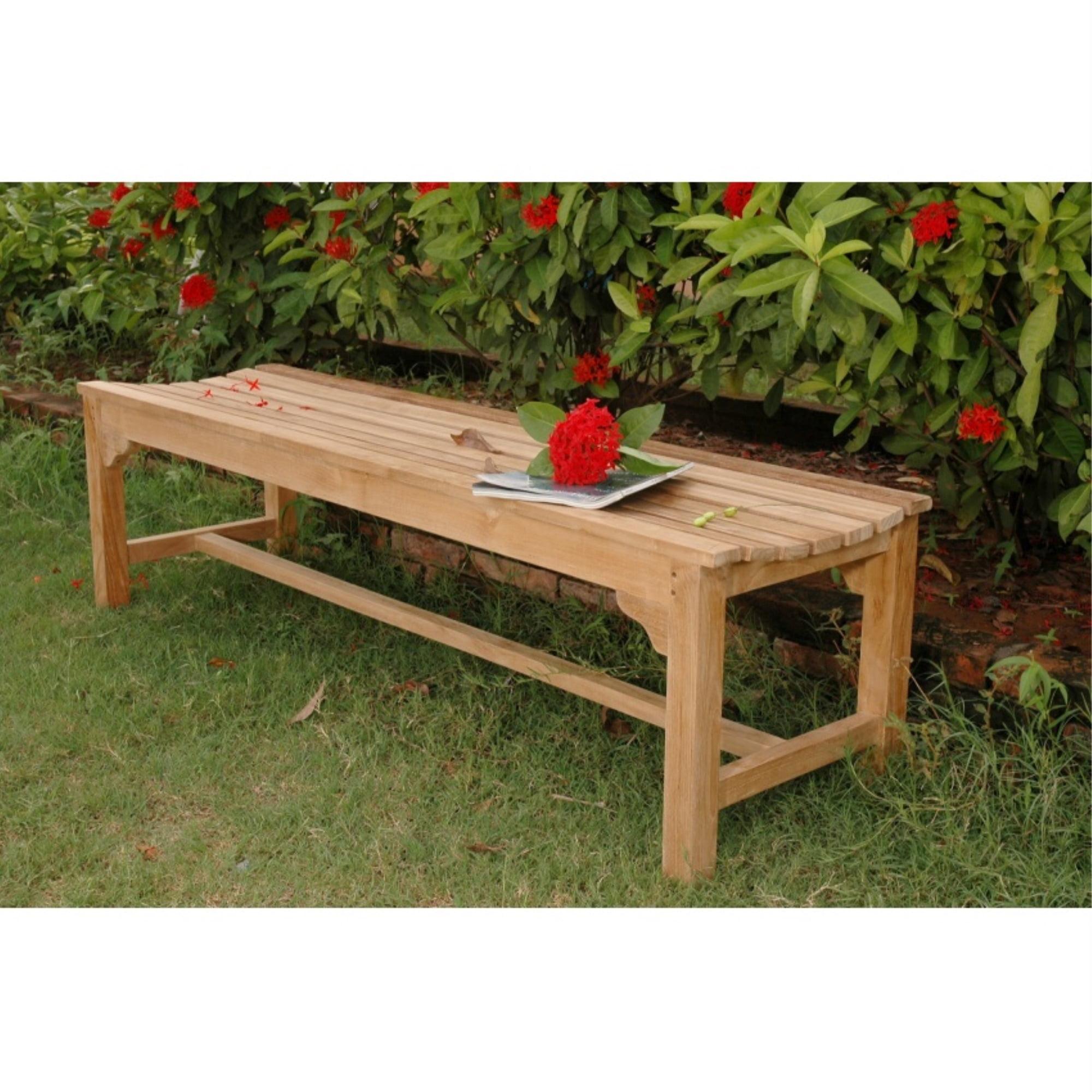 Hampton 63" Natural Teak Outdoor Backless Bench