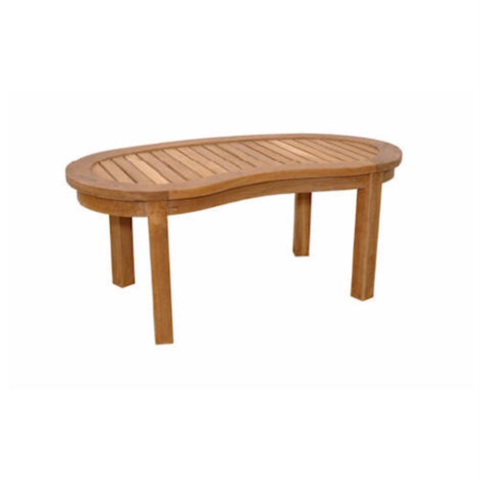 Natural Finish Solid Teak Kidney-Shaped Outdoor Coffee Table