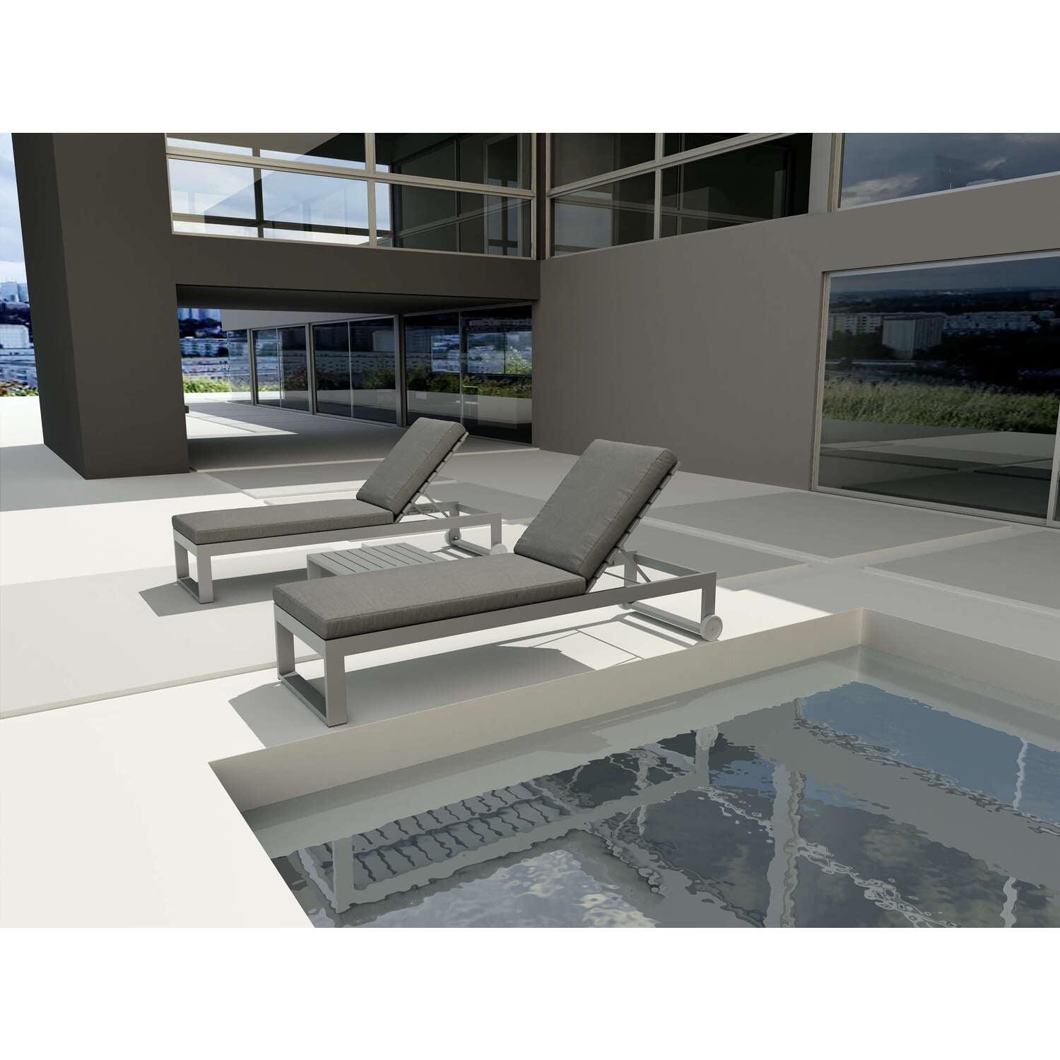 Lucca Grey Aluminum Outdoor Chaise Lounge Set