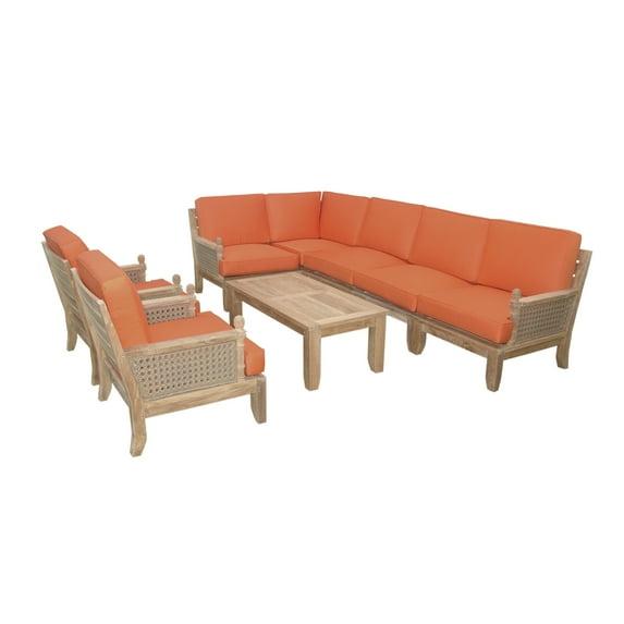 Anderson Teak Luxe Teak 7 - Person Modular Patio Conversation Sets with Sunbrella® Cushions