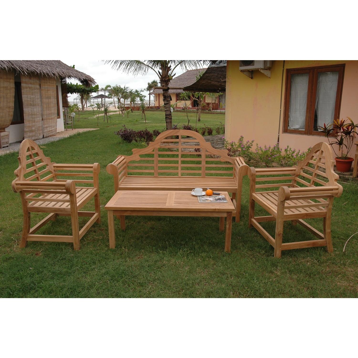 Marlborough 4 Piece Teak Sofa Seating Group with Sunbrella Cushions