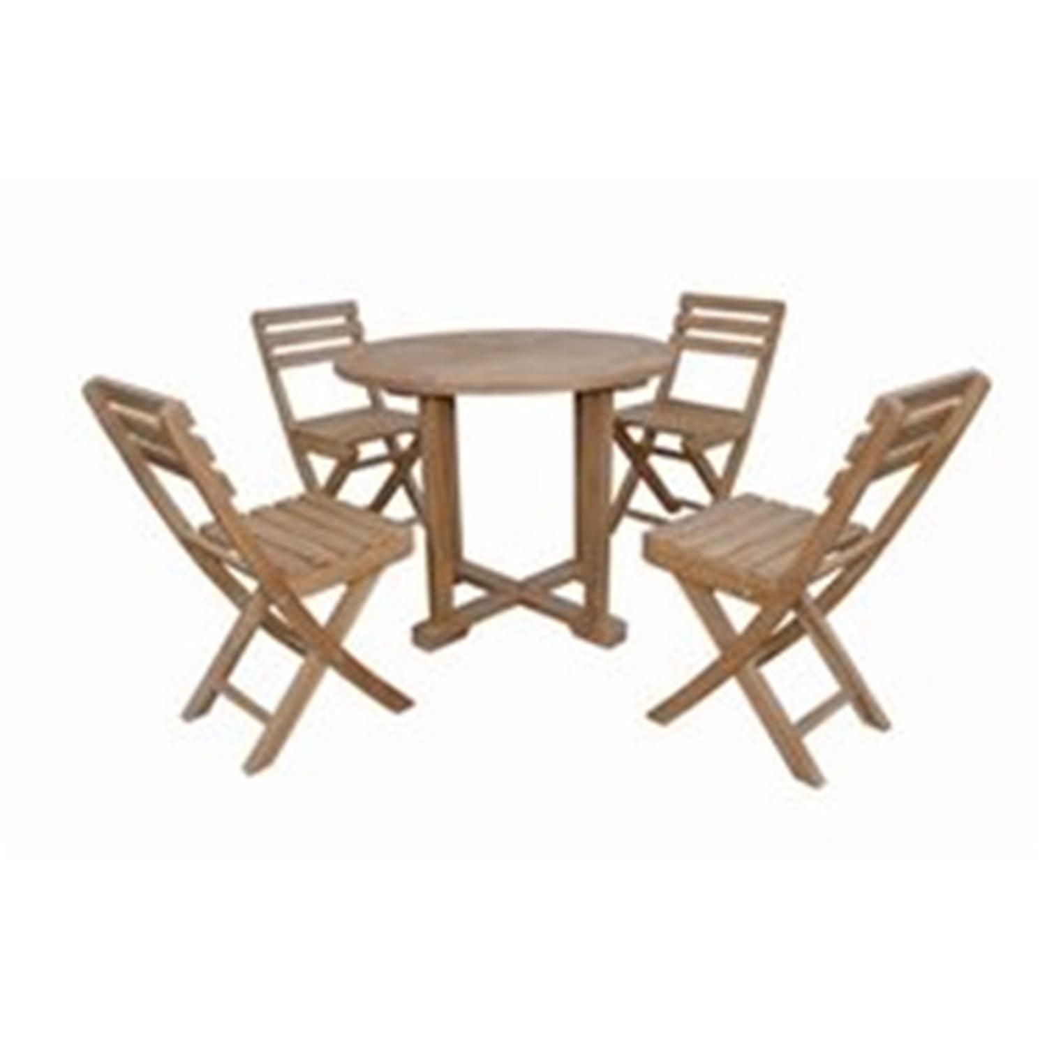 Anderson Teak Montage Alabama 4 - Person Teak Metal Patio Dining Set with Extendable Round Table