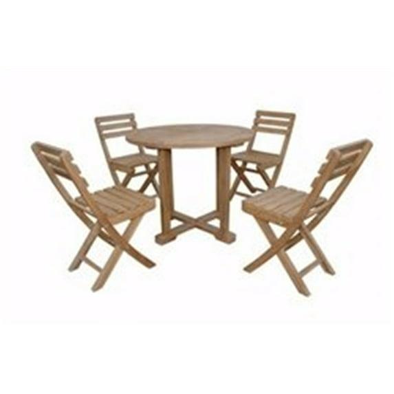 Anderson Teak Montage Alabama 4 - Person Teak Metal Patio Dining Set with Extendable Round Table