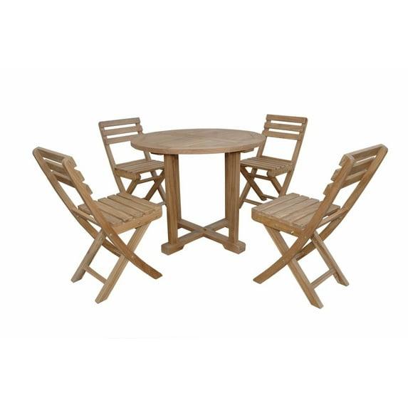 Anderson Teak Montage Alabama 4 - Person Teak Metal Patio Dining Set with Extendable Round Table