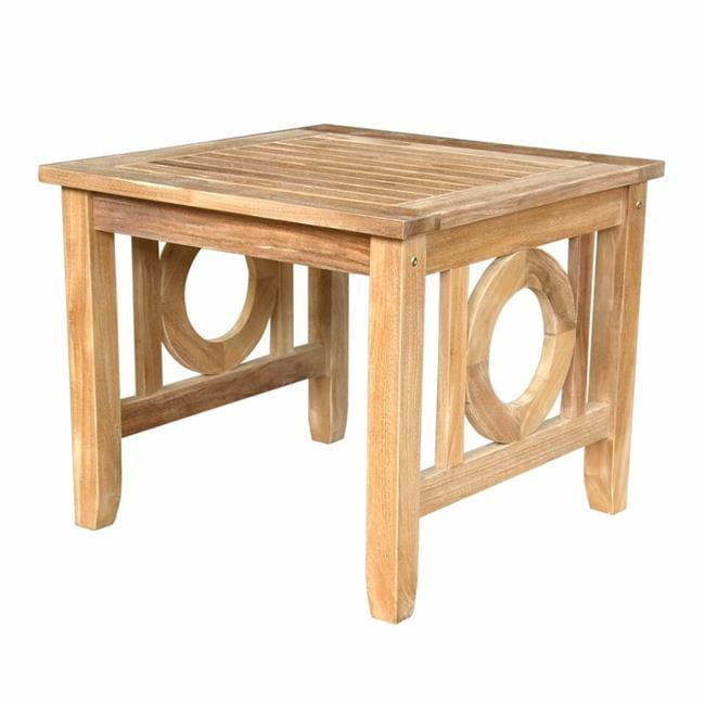 Natsepa Teak Square Outdoor Side Table with Circular Motif