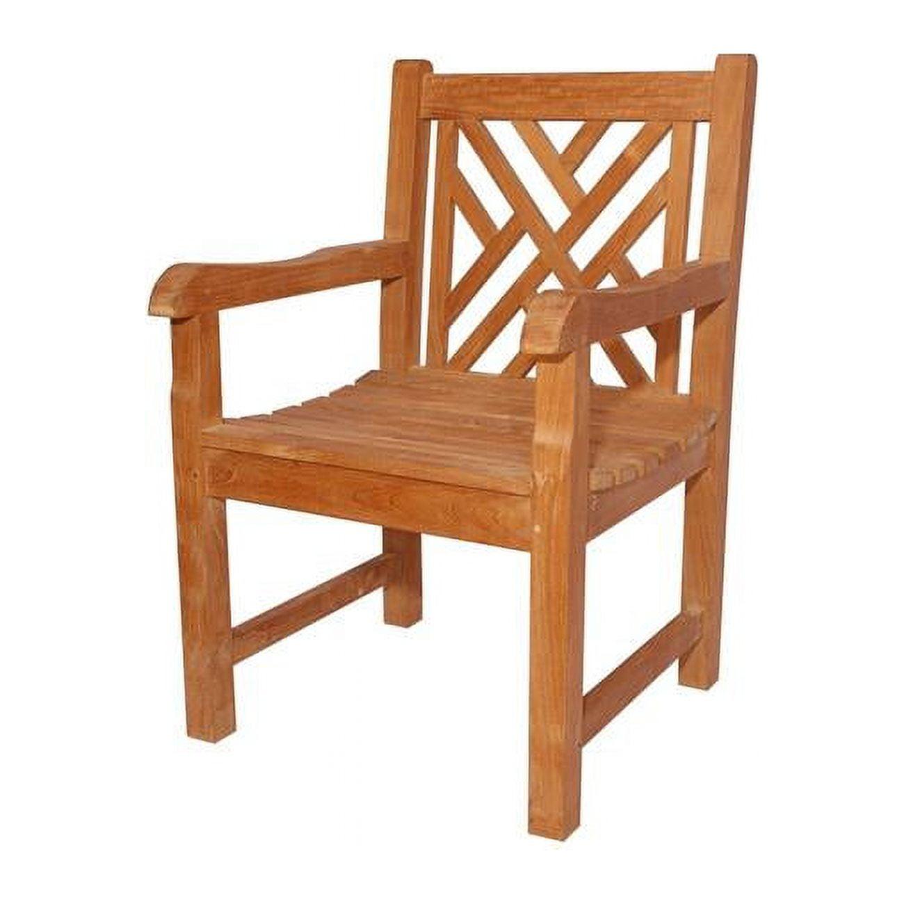 Vilano Teak Outdoor Dining Armchair with Crisscross Back