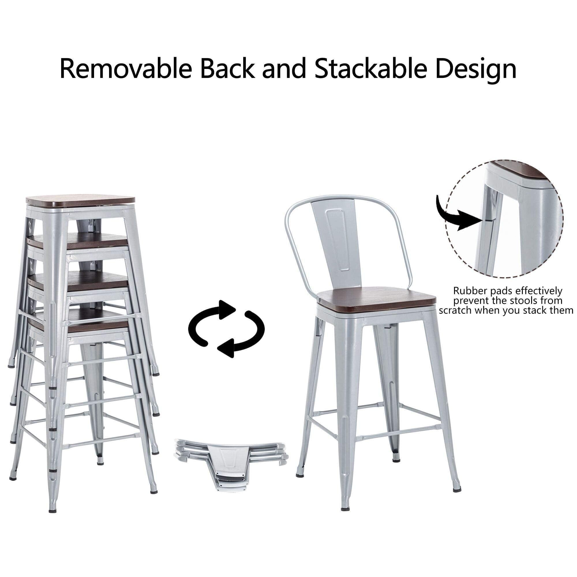 Andeworld  farmhouse bar stools ,counter height bar stools set of 4 - Set of 4 Silver 30INCH Bar Height N/A 350 lbs